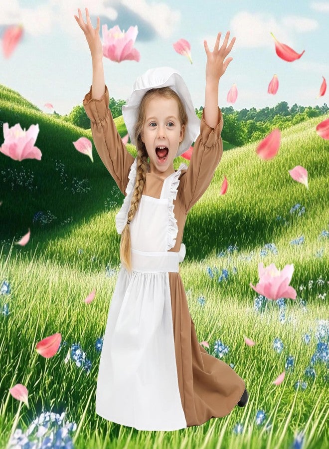 Wizland Girls Colonial Pioneer Dress with Apron And Bonnet Brown 10-12 - Image 5